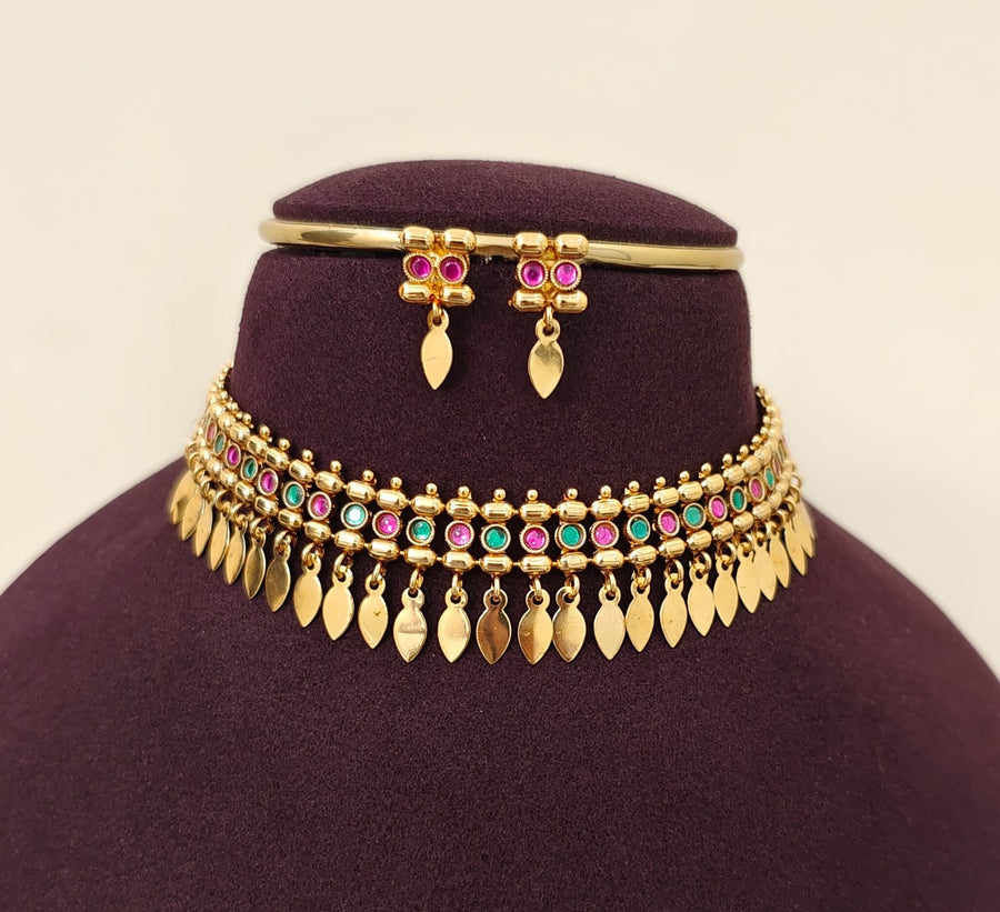 Rashmika Inspired Dual Row Gemstone Choker