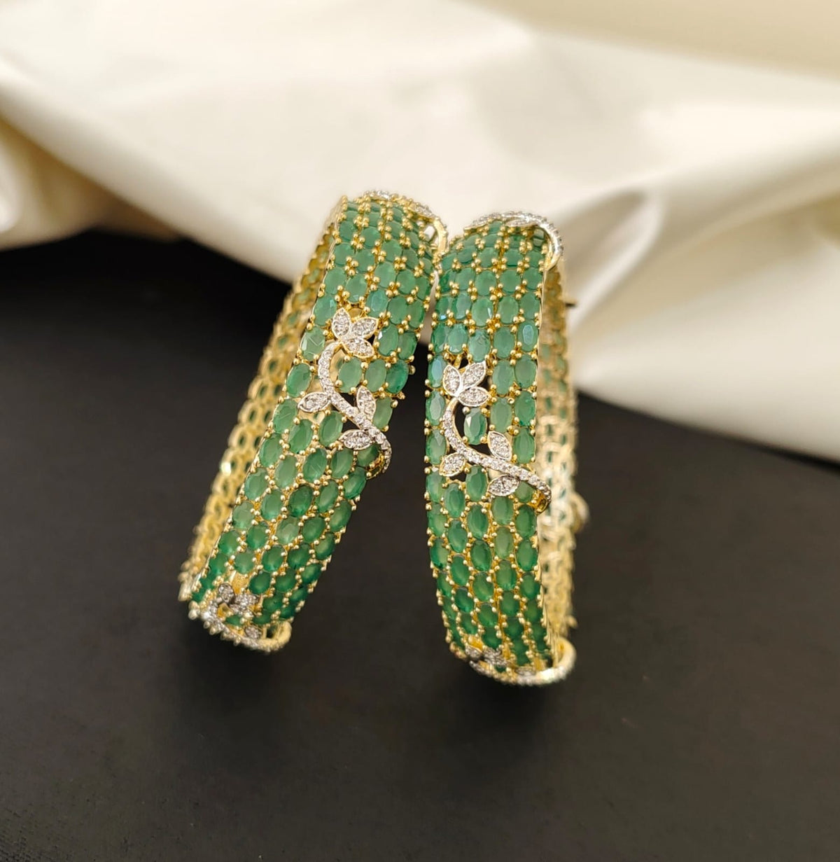 Green American Diamond Stone Bangles