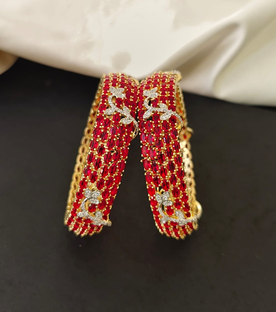 Ruby Red American Diamond Stone Bangles