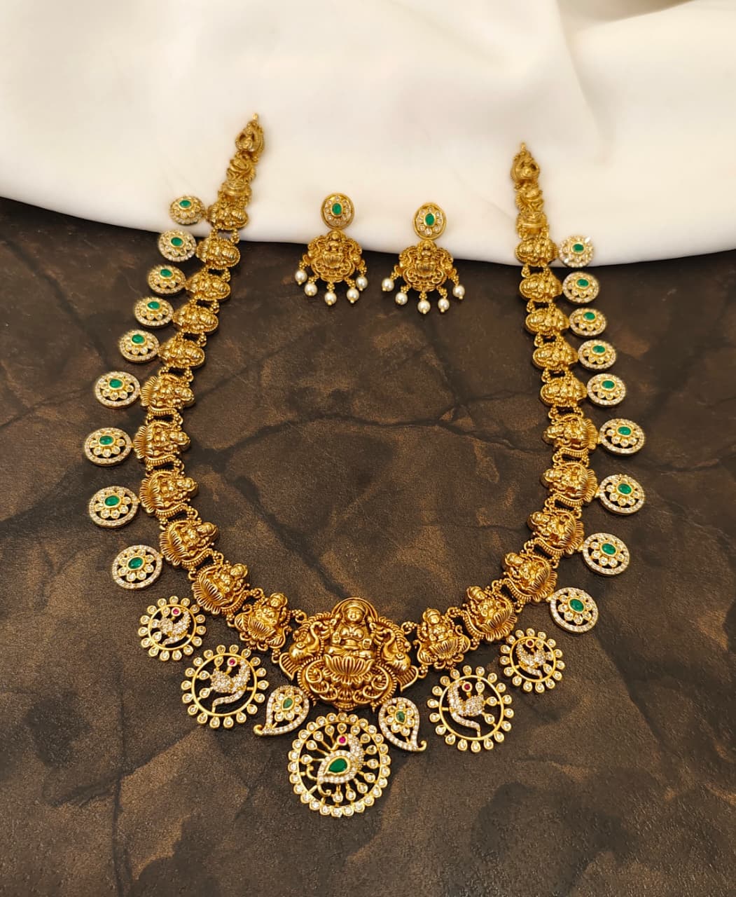 Antique Gold Lakshmi Peacock Neckset