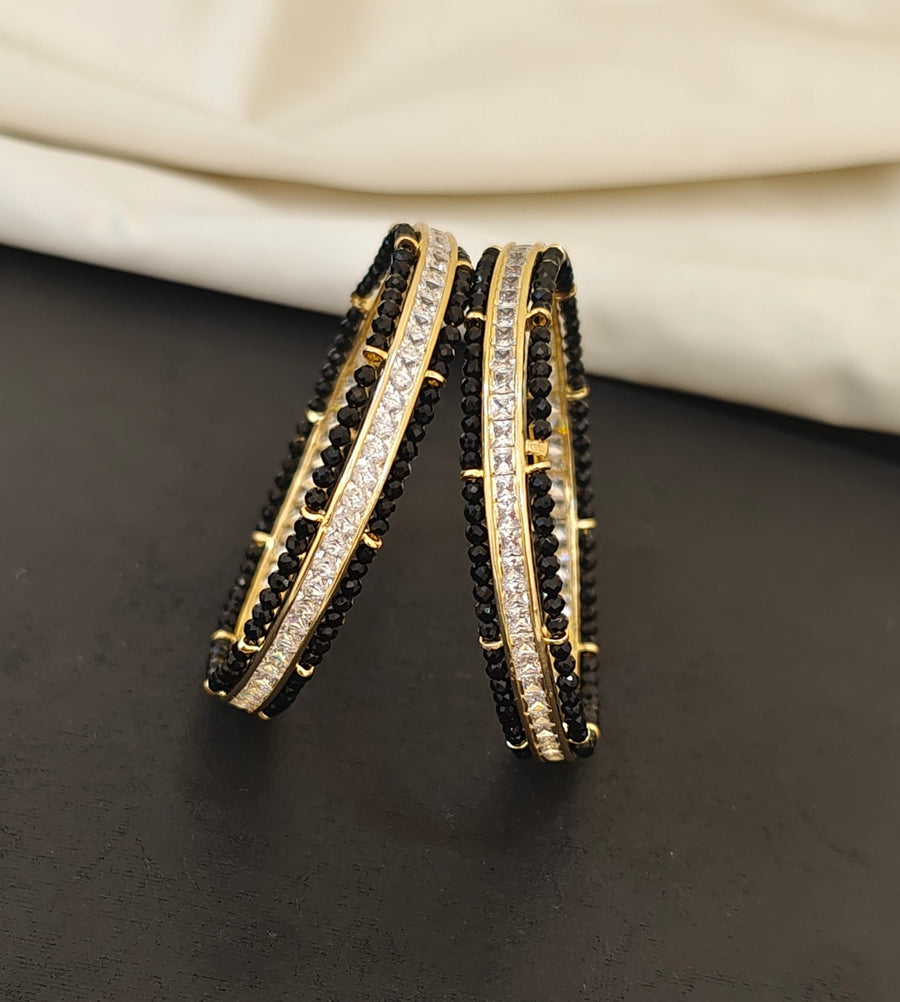Black CZ Beads Bangles