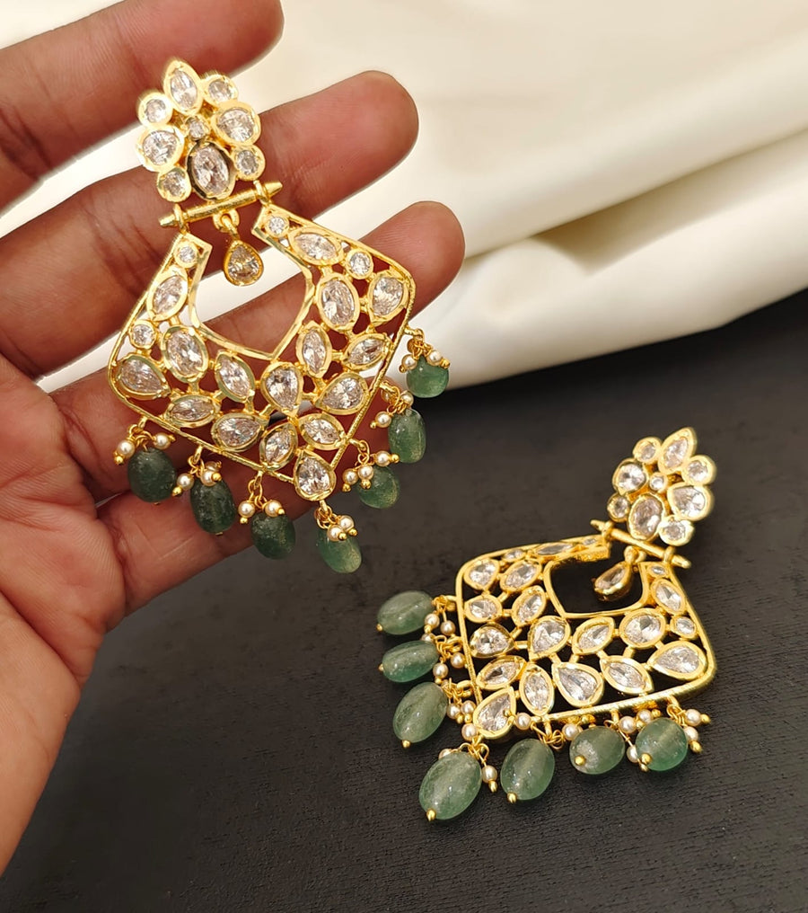 7 Bead Polki Chand Bali Earrings