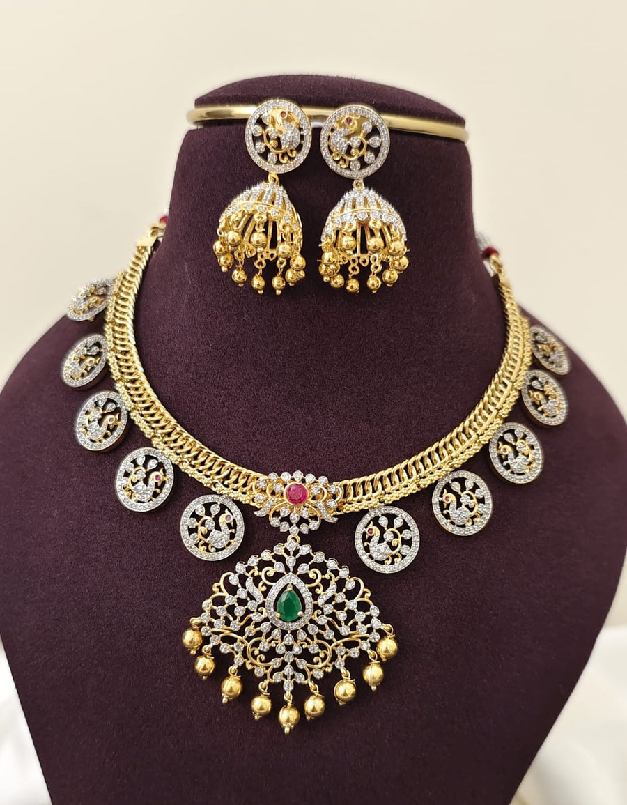 Peacock Diamond Inspired Necklace Set