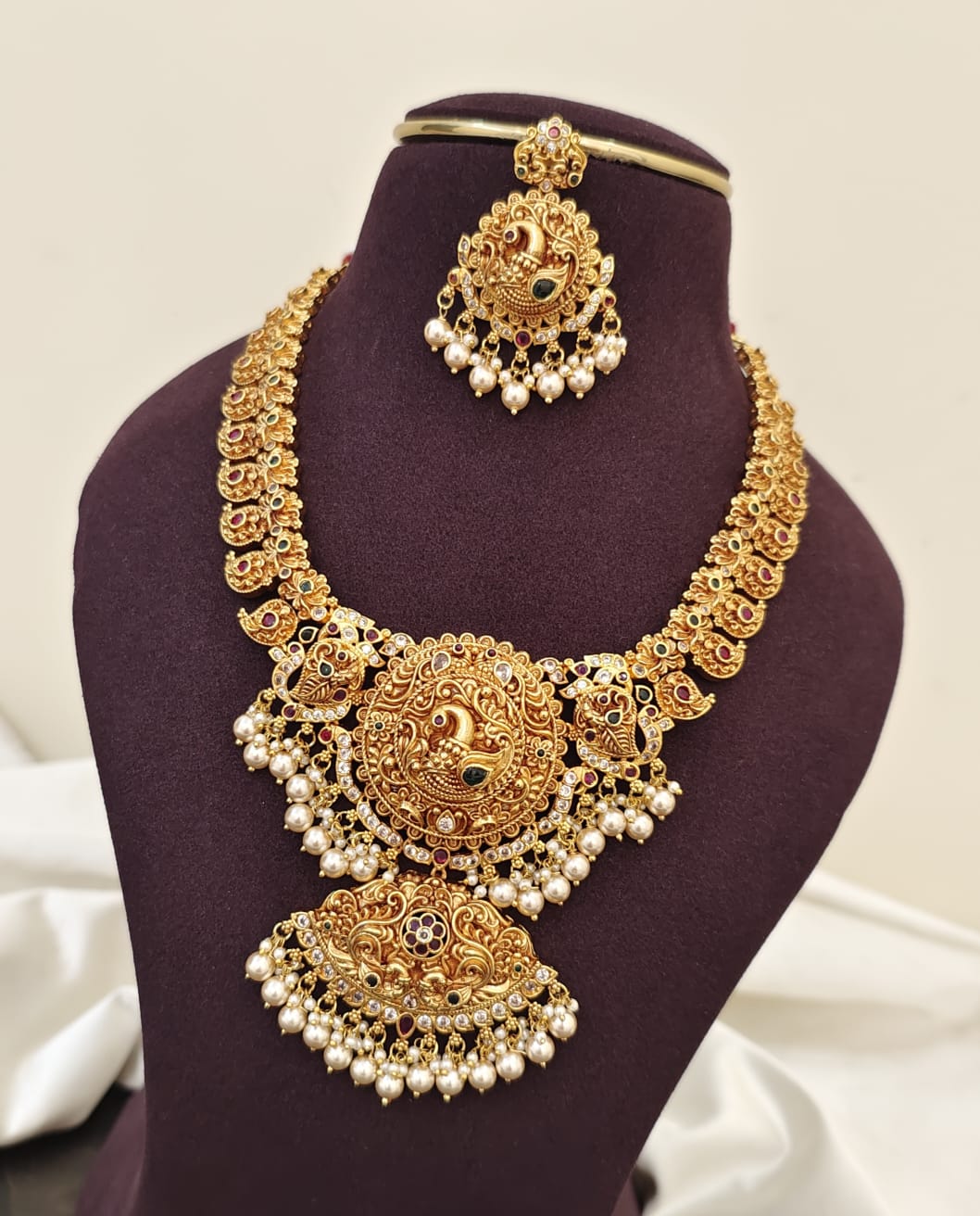 Gold Inspired Peacock Necklace Set