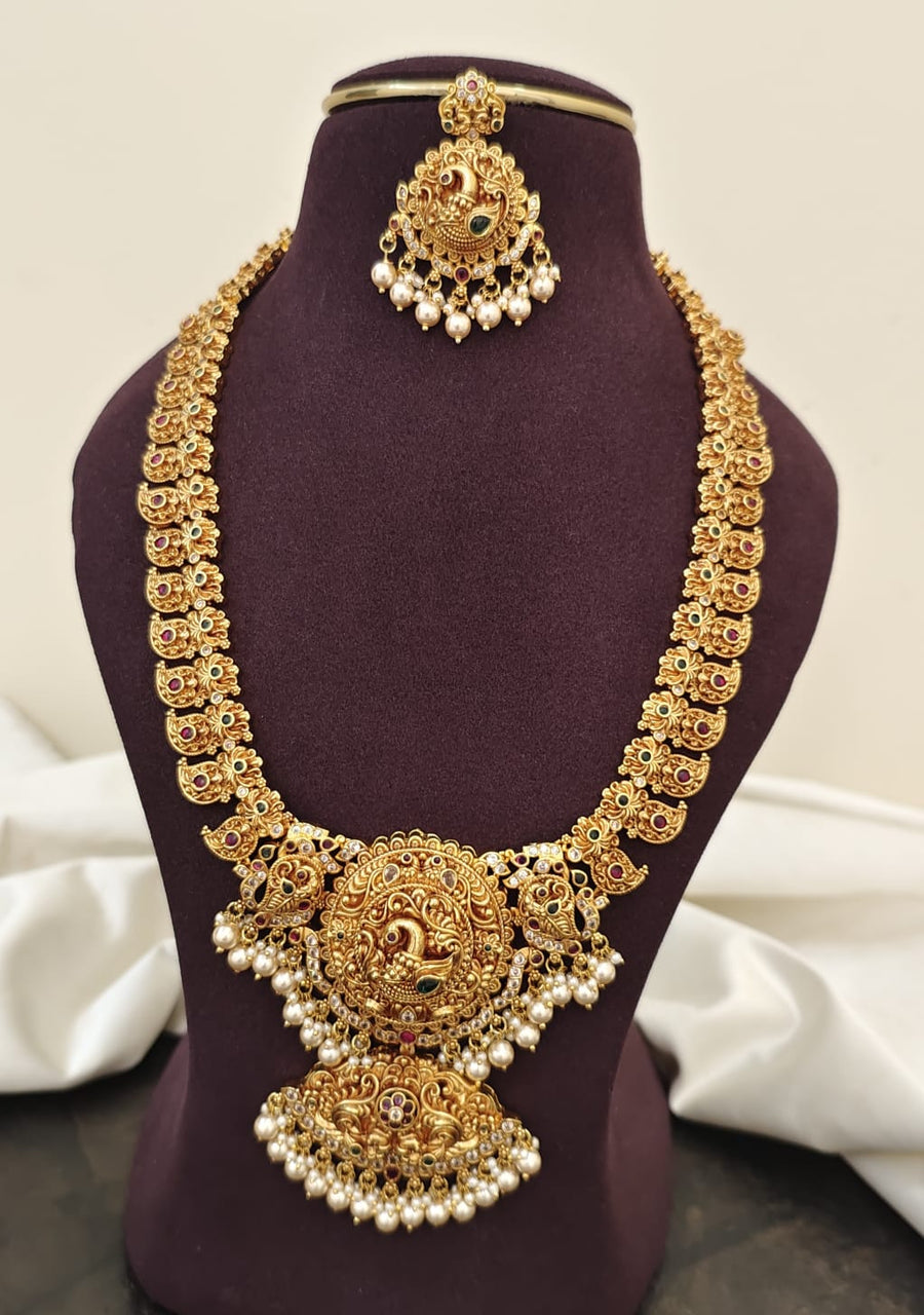 Gold Inspired Peacock Long Haram Set