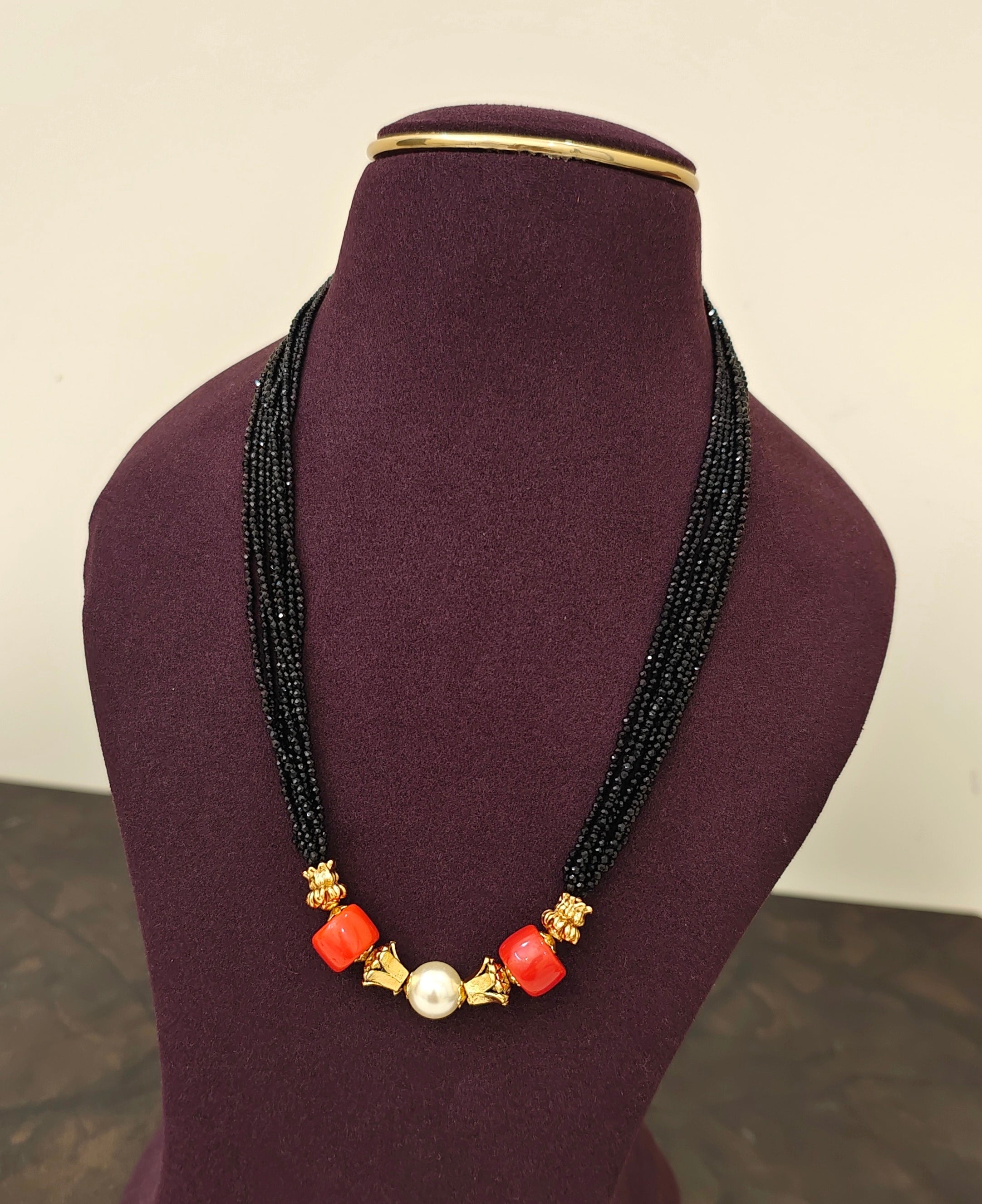 Coral Black Beads