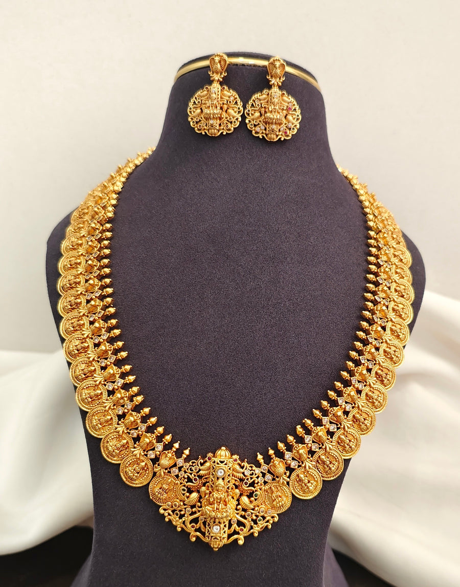 Gold Inspired Lakshmi Kasu Neckset