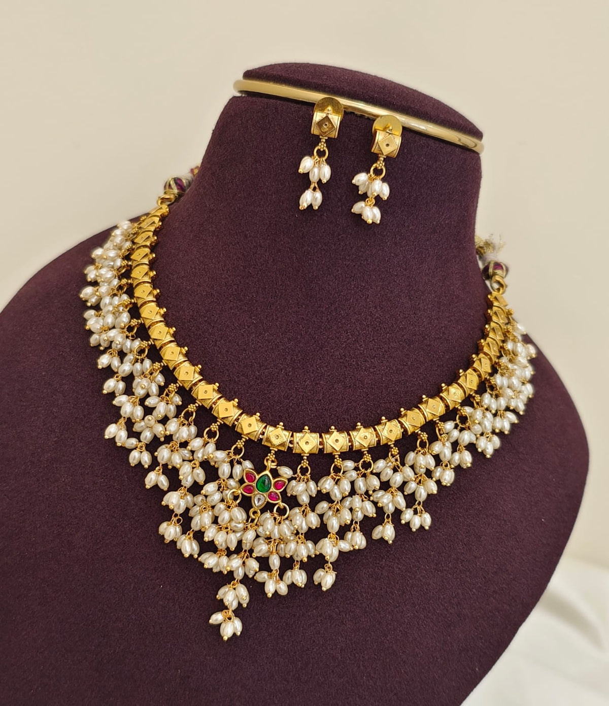 Jadau Kundan Gutta Pusalu Necklace Set
