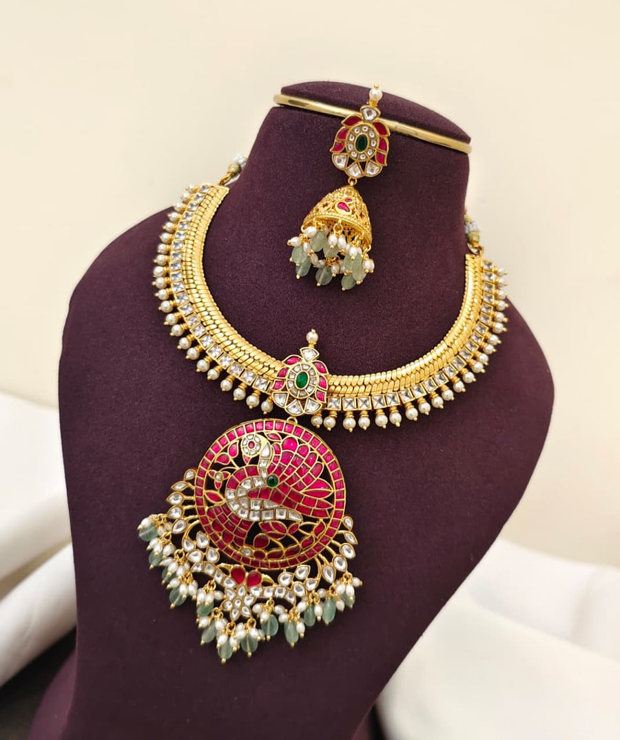 Peacock Jadau Kundan Kante Set