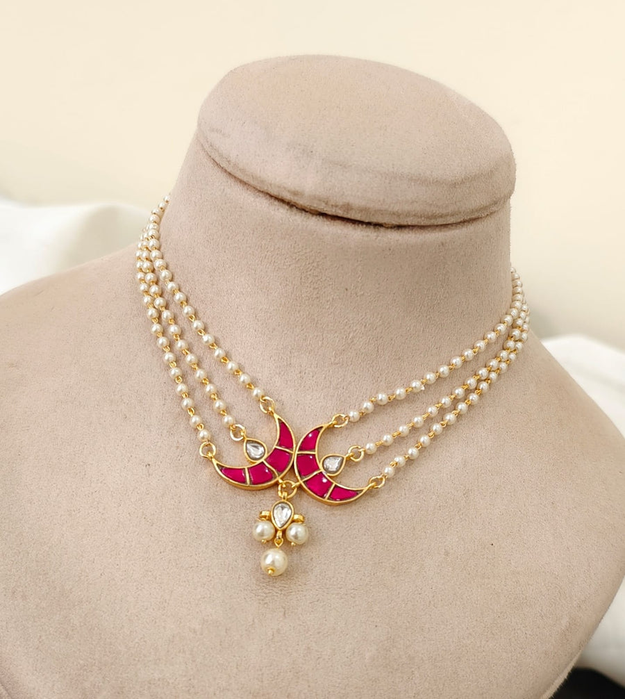 Jadau Pearl Choker - Pearl Drop