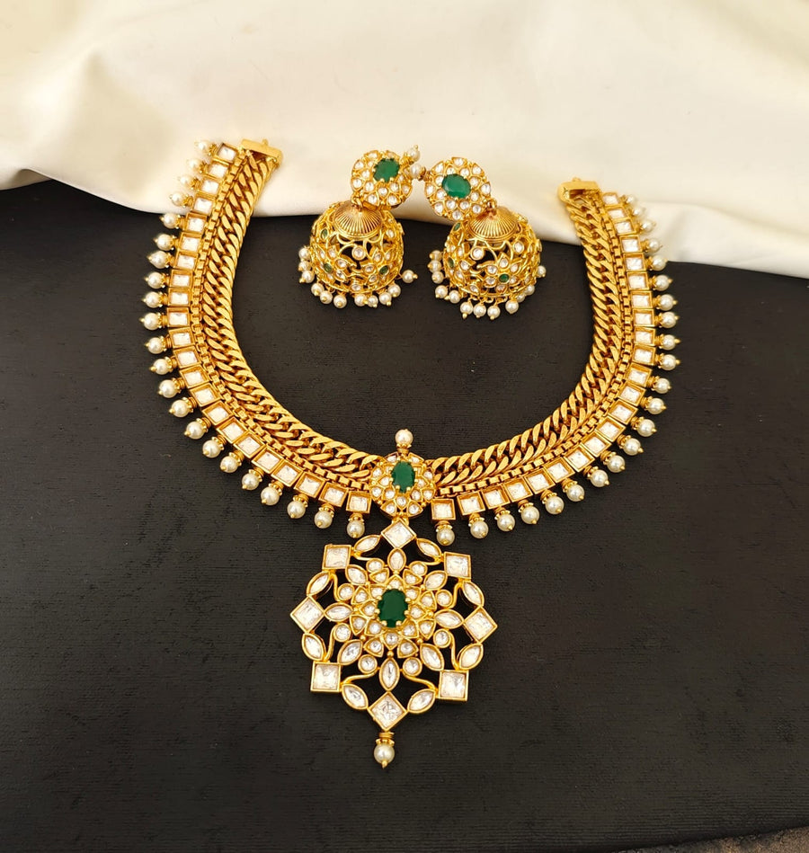 Moissanite Necklace Set (Green Pendant)