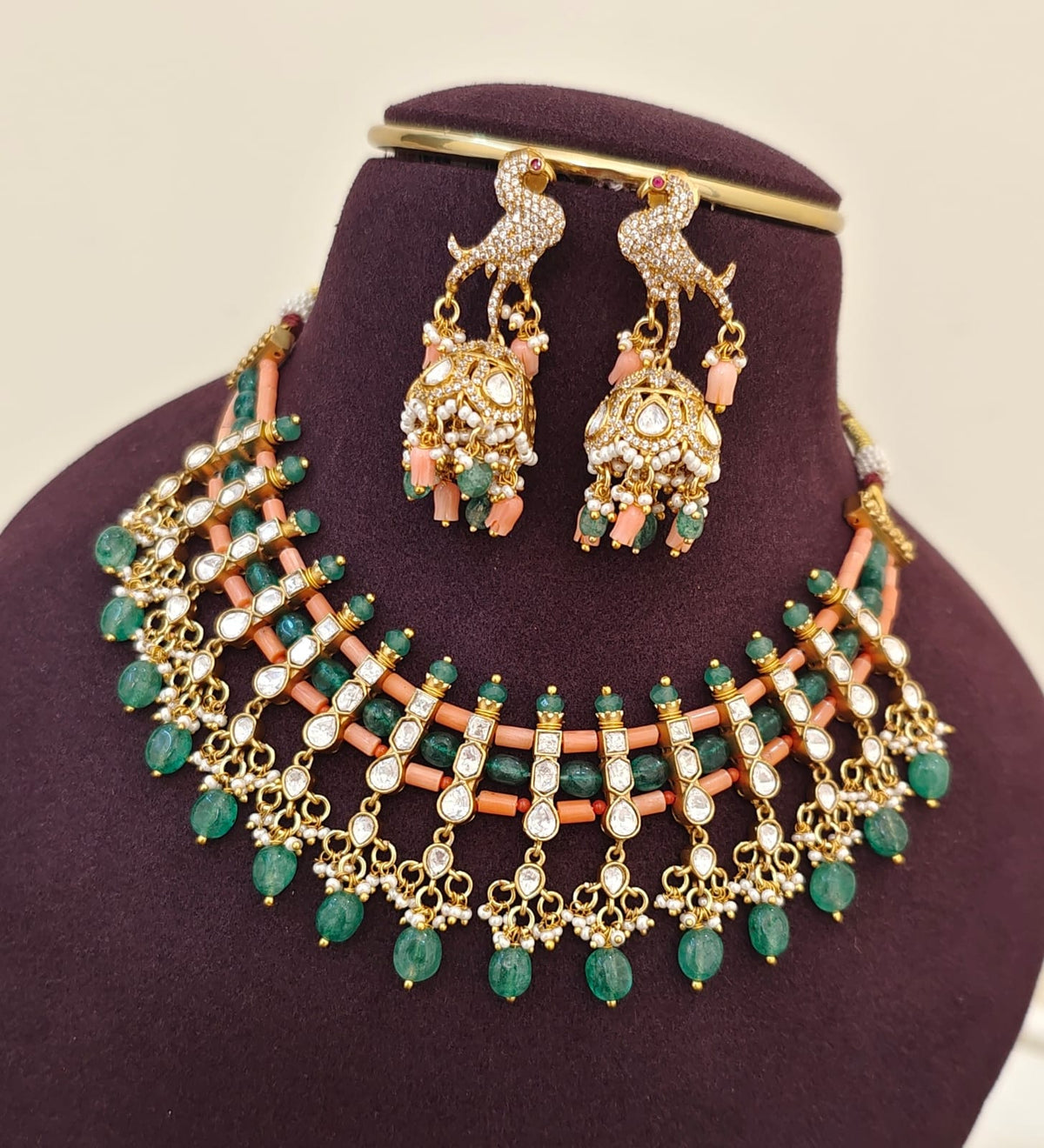 Moissanite Real Beads Choker Set