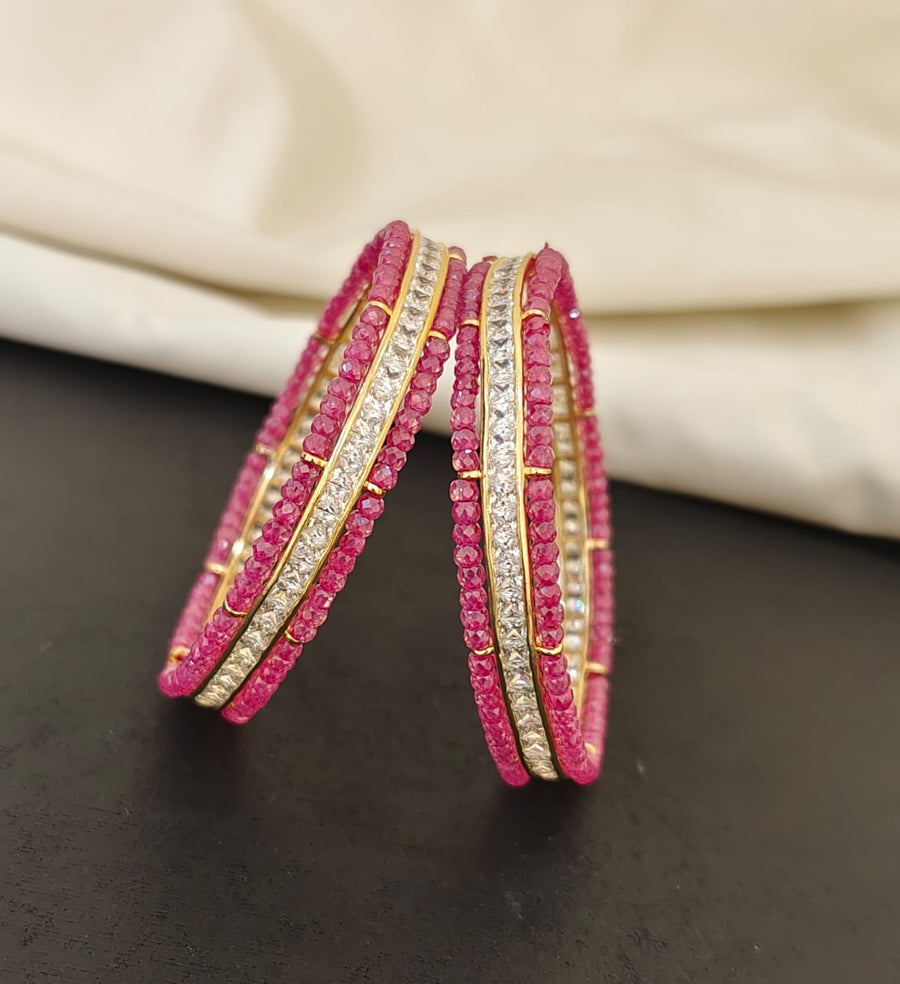 Pink CZ Beads Bangles