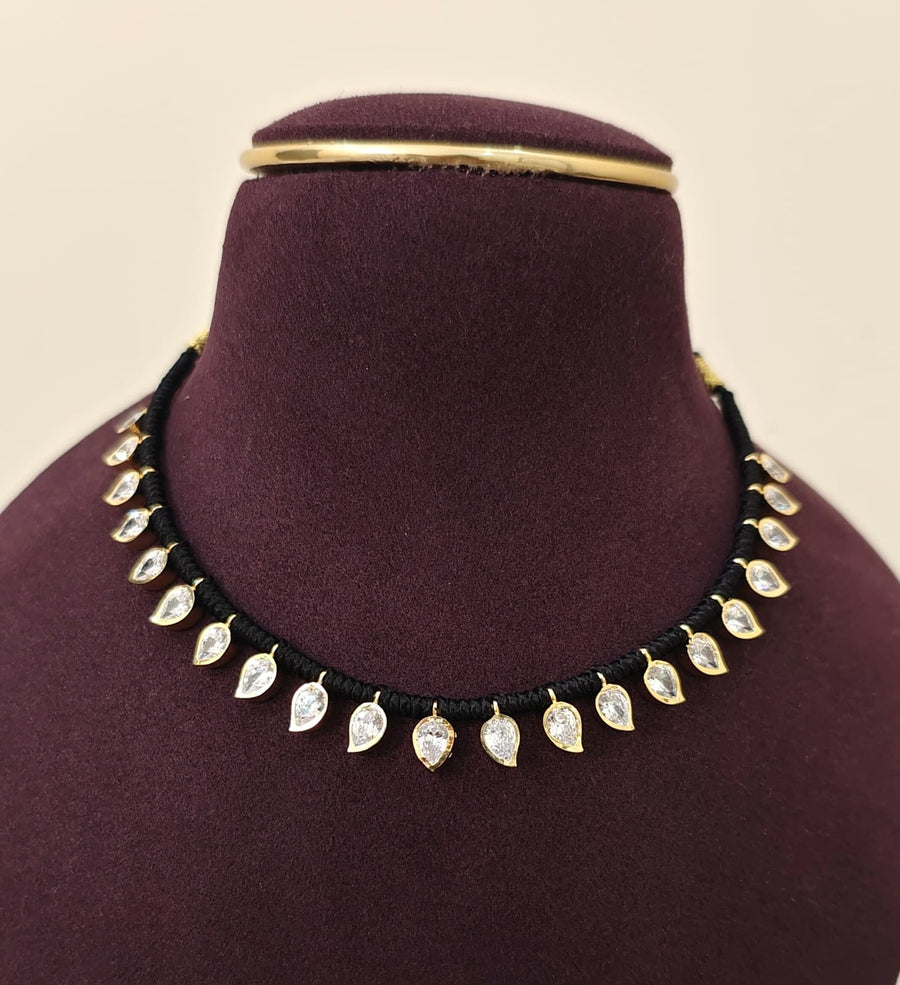 Polki Black Thread Necklace