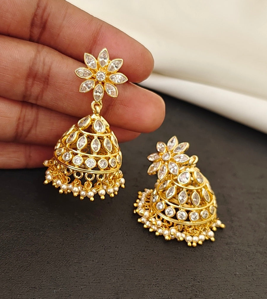 Floral Polki Jhumkas