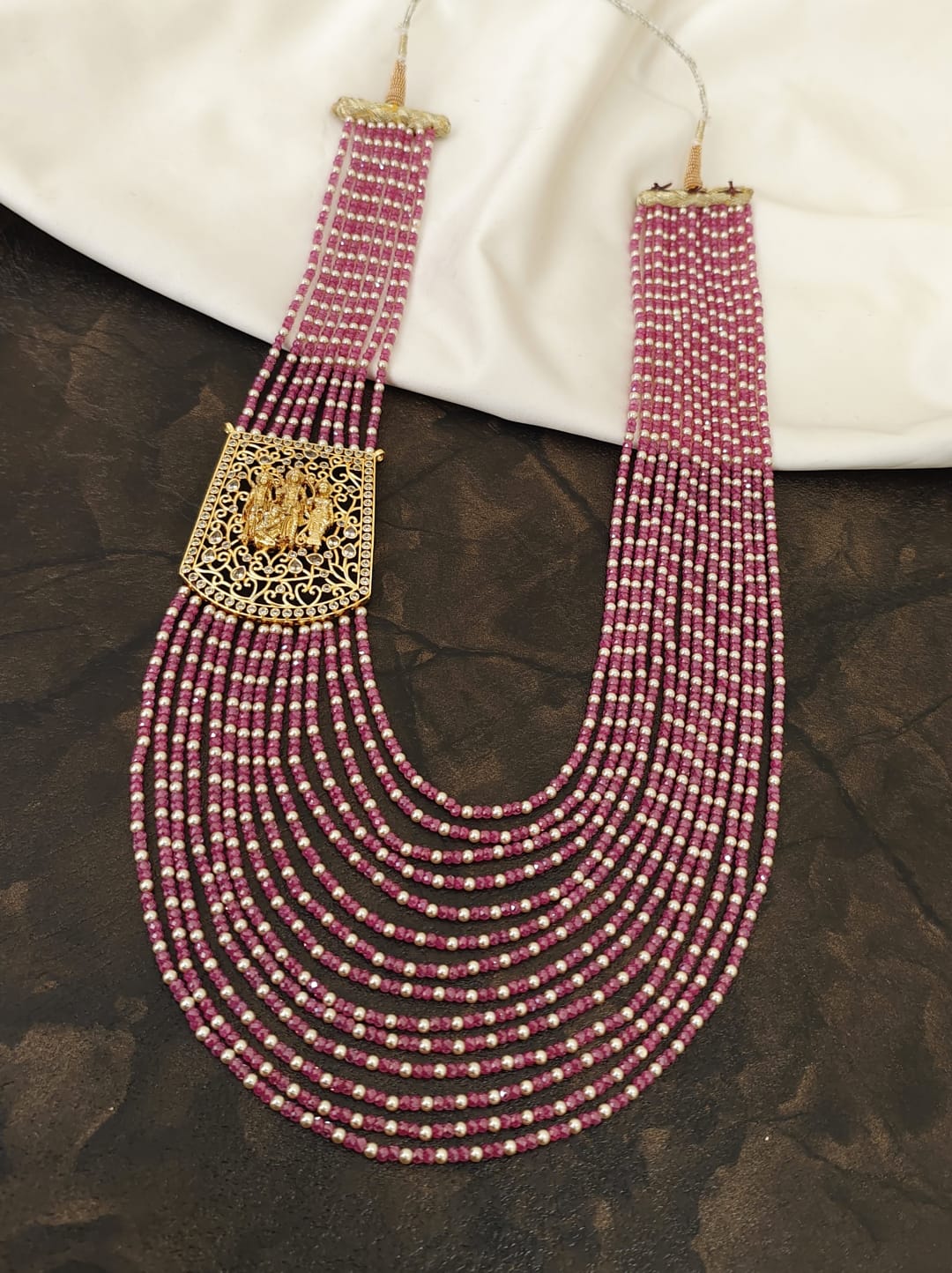 Pink Ram Parivar CZ Beads Haram