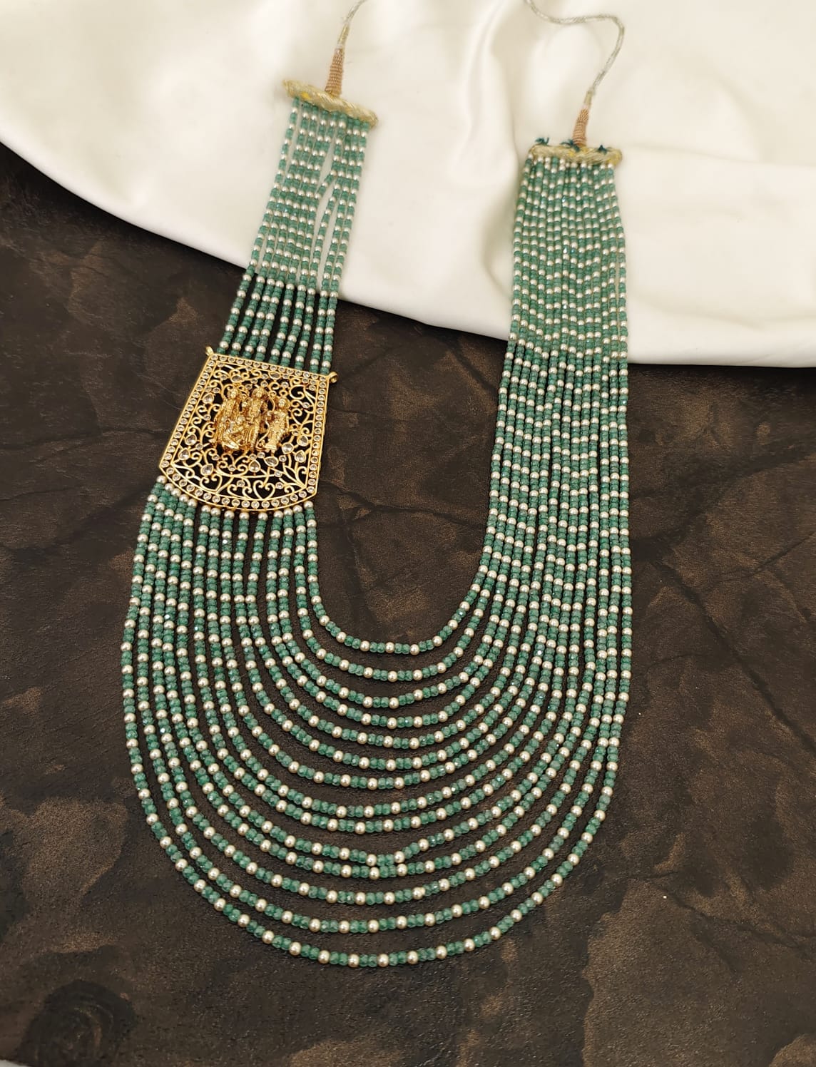 Green Ram Parivar CZ Beads Haram