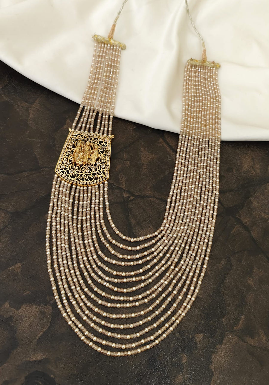 Pearl White Ram Parivar CZ Beads Haram