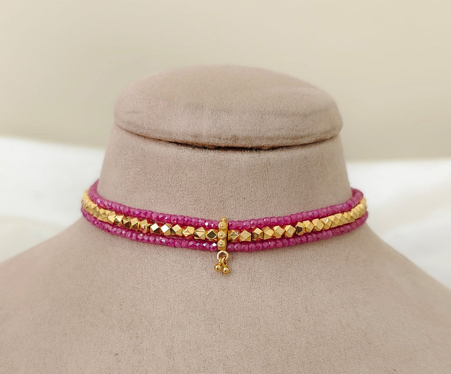 Pink Beaded Rashmika Inspired Choker