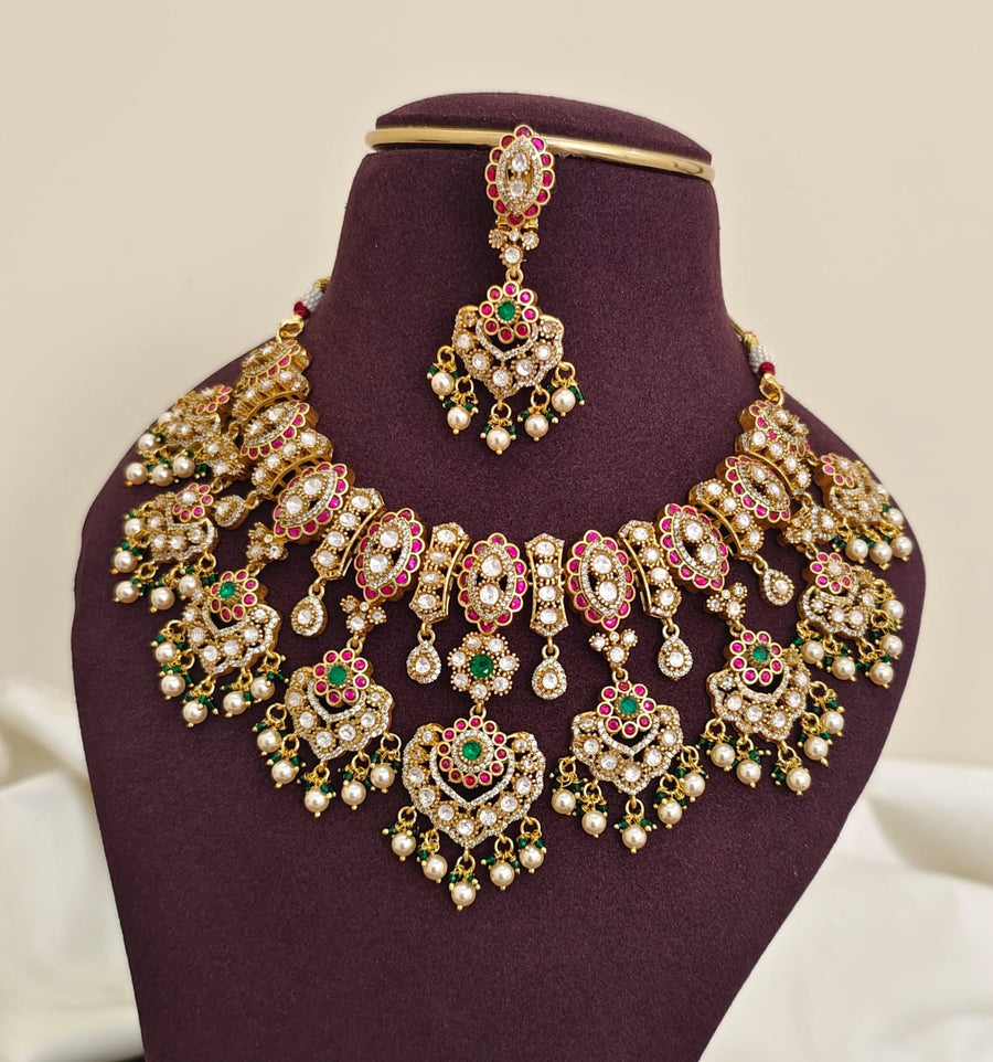 MOISSANITE JADAU BRIDAL NECKLACE