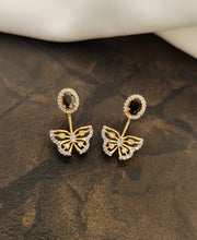 Gold-Plated Butterfly Crystal Earrings