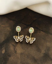 Gold-Plated Butterfly Crystal Earrings