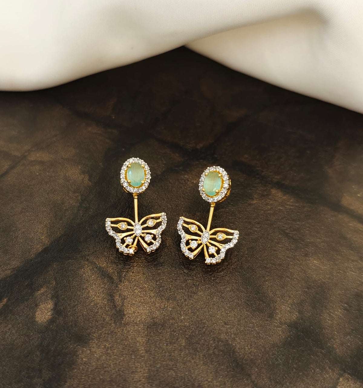 Gold-Plated Butterfly Crystal Earrings