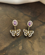 Gold-Plated Butterfly Crystal Earrings