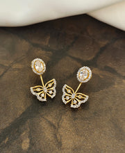 Gold-Plated Butterfly Crystal Earrings