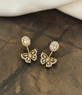 Gold-Plated Butterfly Crystal Earrings