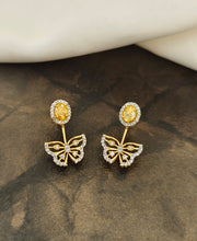 Gold-Plated Butterfly Crystal Earrings